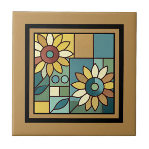 Simplified Sunflower Mosaic Tile