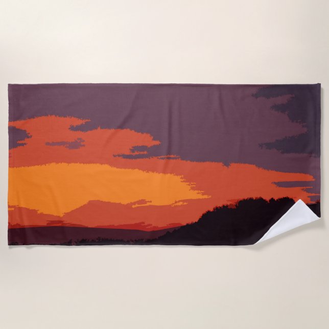 Simplified sunset beach towel (Front)
