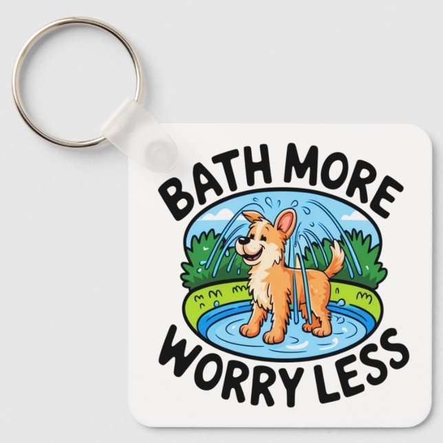 Simplify Pet Bathing with Bath More Worry Less Key Ring (Front)