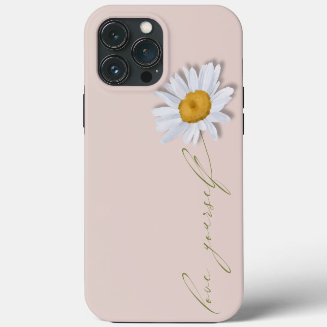 Simplistic 3D Daisy with "Love Yourself" Stem Case-Mate iPhone Case (Back)