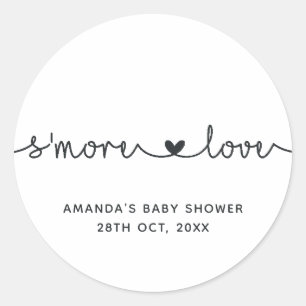 Simplistic Black and White Typography S'more Love Classic Round Sticker