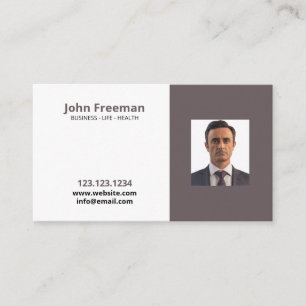 Simplistic Brown and White Photo Insurance Agent Business Card