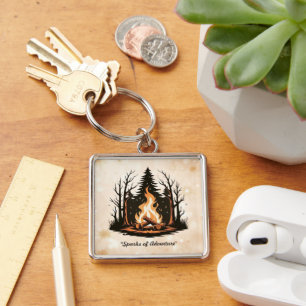 "Simplistic Campfire Art" Key Ring