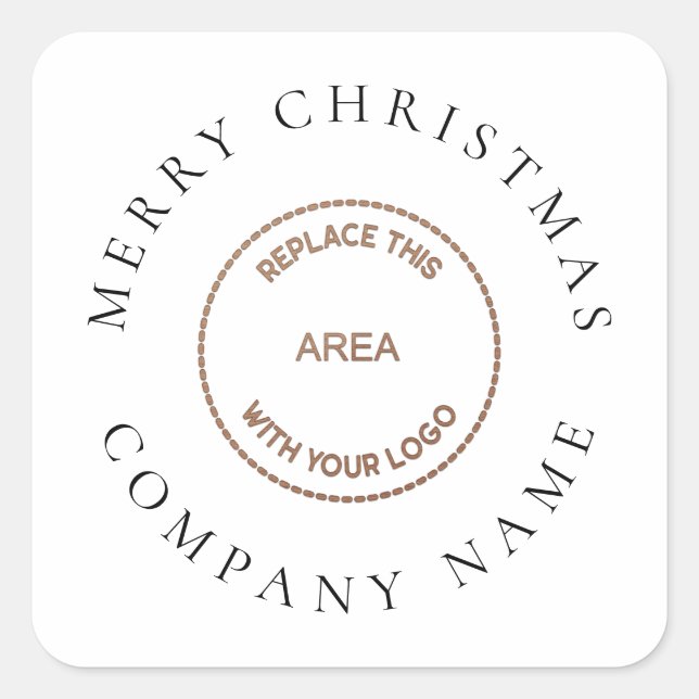 Simplistic Corporation Logo Name Merry Christmas Square Sticker (Front)