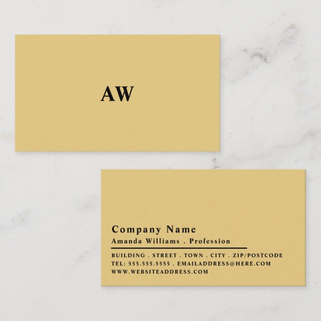 Simplistic Design, Minimalist Monogram Business Card (Front/Back)
