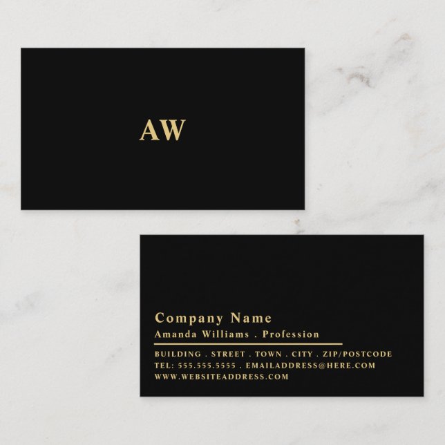 Simplistic Design, Minimalist Monogram Business Card (Front/Back)