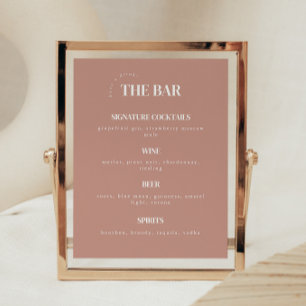 Simplistic Dusty Rose Wedding Bar Menu Poster
