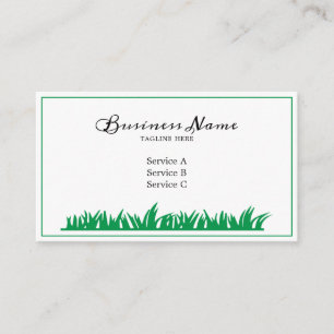 Simplistic Green Frame Grass Lawn Care Landscaping Business Card
