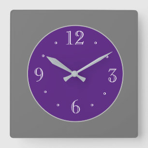 Simplistic Grey and Purple White Nos Wall Clock