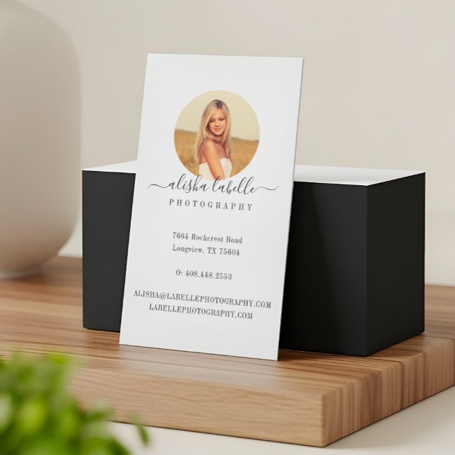 Simplistic, Minimal Circle Photo Frame Magnetic Business Card (Simplistic, Minimal Circle Photo Frame Business Card Magnet)