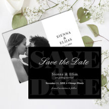 Simplistic Modern Black White Photo Save The Date