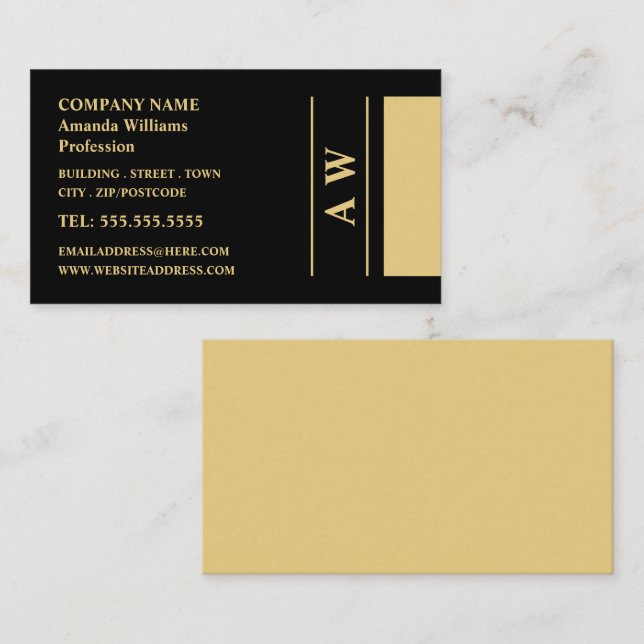 Simplistic Monogram, Minimalist Business Card (Front/Back)
