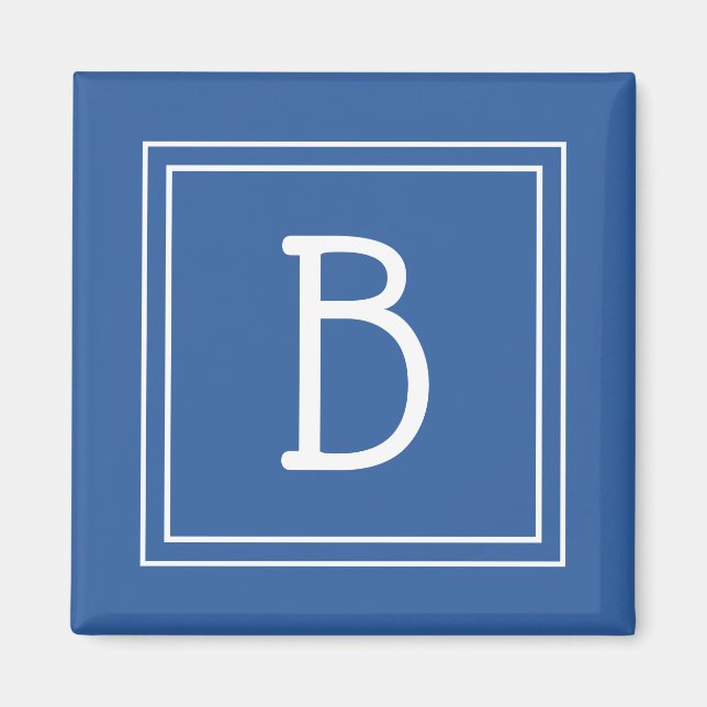 Simplistic Monogrammed Initial Letter Royal Blue Magnet (Front)