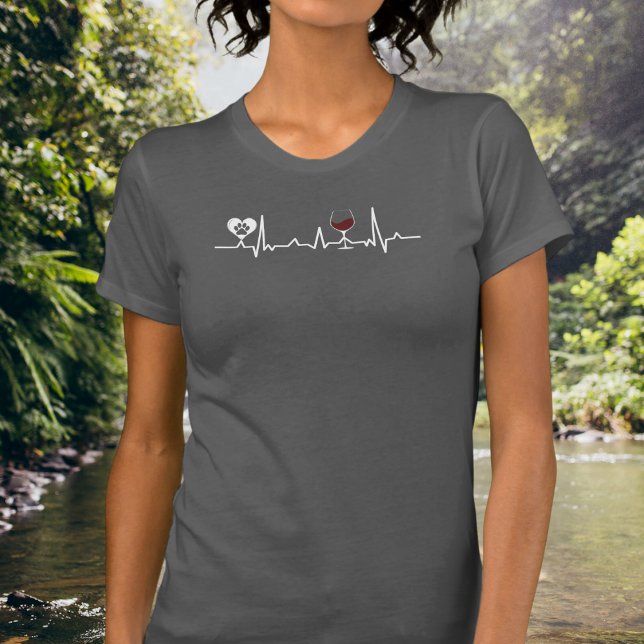 Simplistic Paws and Wine Heartbeat T-Shirt (Creator Uploaded)
