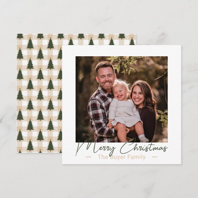 Simplistic Pleasures One Photo Christmas Card (Front/Back)