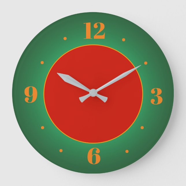 Simplistic Red Gold Green Wall Clock (Front)