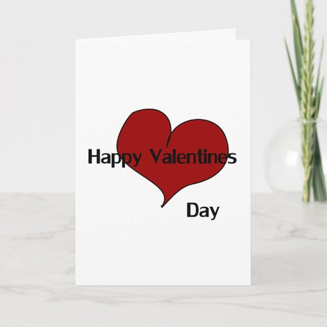 Simplistic Red Heart Message >Valentines Day Card (Front)