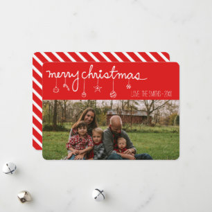 Simplistic Red White Stripe Merry Christmas Holiday Card