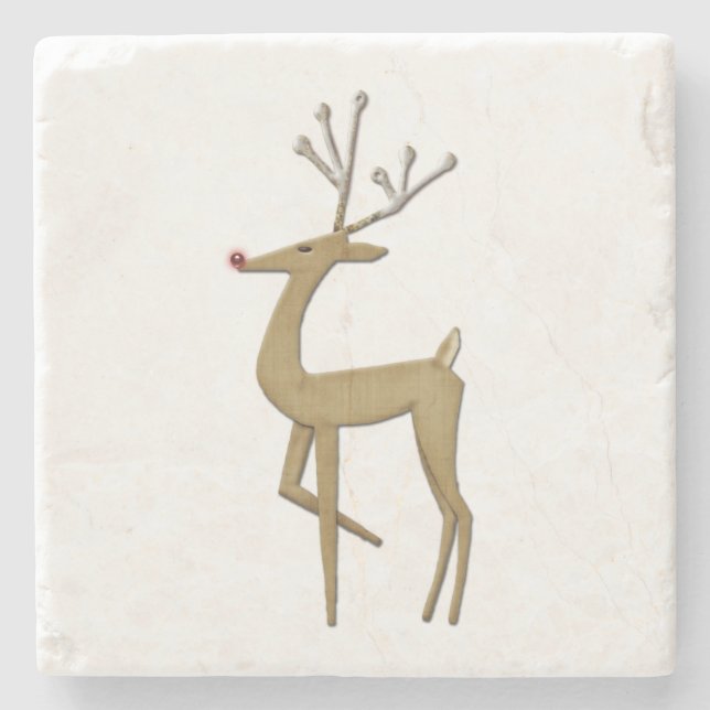 Simplistic Reindeer Marble Coasters (Front)