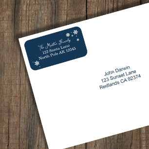Simplistic Snowflakes Blue Return Address Label