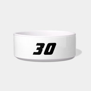 Simplistic Sport Number Minimalist Pet Water Food Bowl