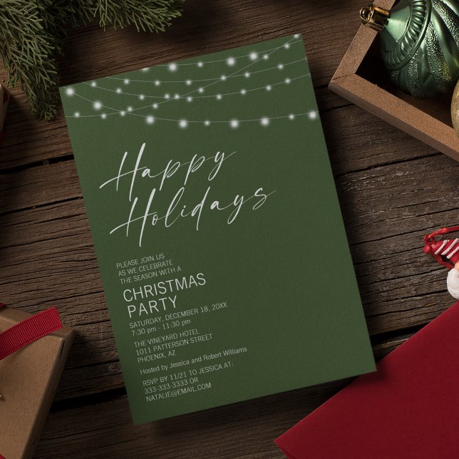 Simplistic String Light Christmas Party Invitation (Creator Uploaded)