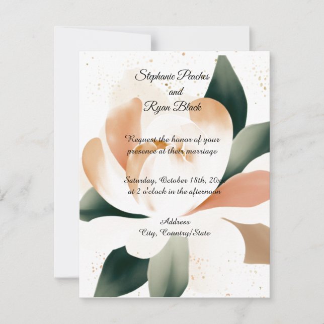 Simplistic Watercolor Peony Wedding Invitation (Front)