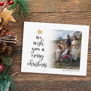 Simplistic We Wish You A Merry Christmas    Photo  Holiday Card