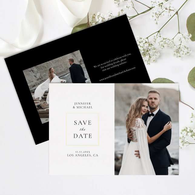 Simplistic White Black Photo Save The Date (Creator Uploaded)