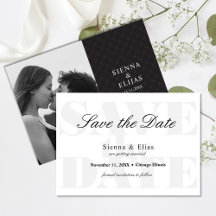 Simplistic White Black Photo Save The Date