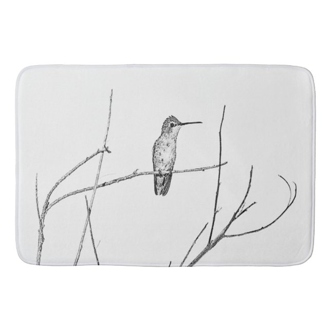 Simply a Hummingbird on a stick Bath Mat (Front)