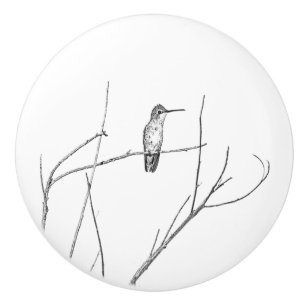 Simply a Hummingbird on a stick Ceramic Knob