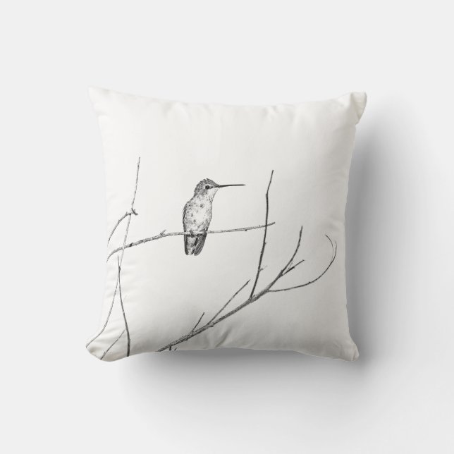 Simply a Hummingbird on a stick Cushion (Front)