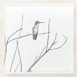 Simply a Hummingbird on a stick Glass Coaster