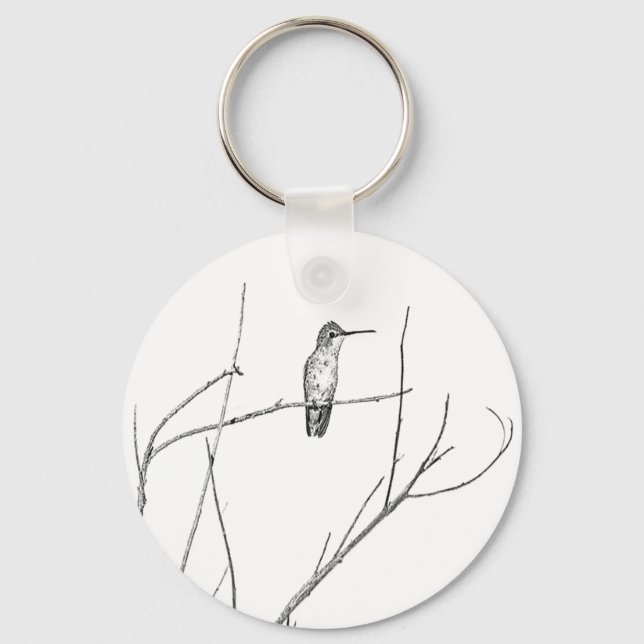 Simply a Hummingbird on a stick Key Ring (Front)