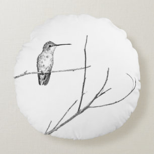 Simply a hummingbird on a stick round cushion