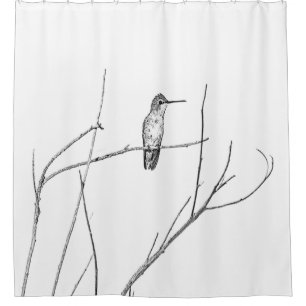 Simply a Hummingbird on a stick Shower Curtain