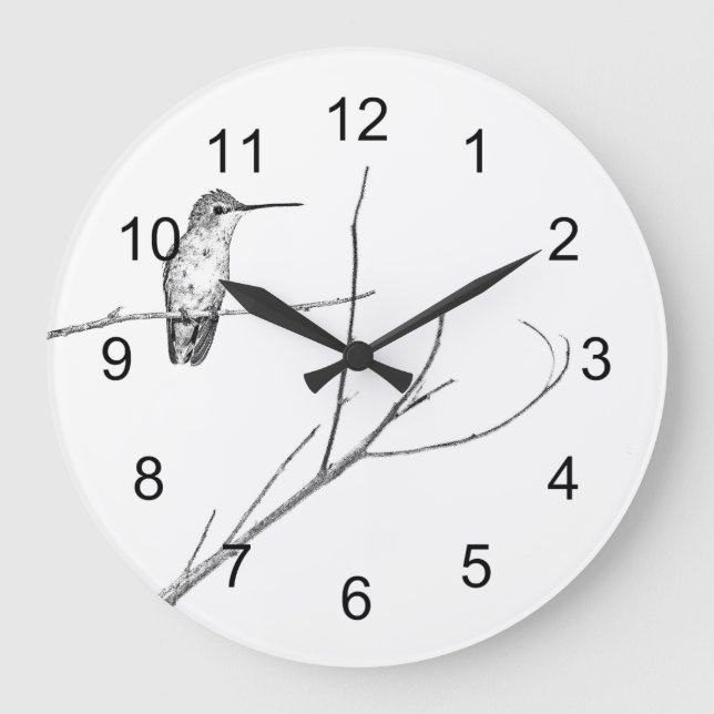 Simply a hummingbird on a stick square wall clock (Front)