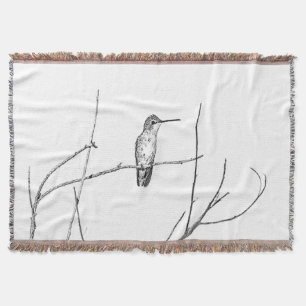 Simply a Hummingbird on a stick Throw Blanket