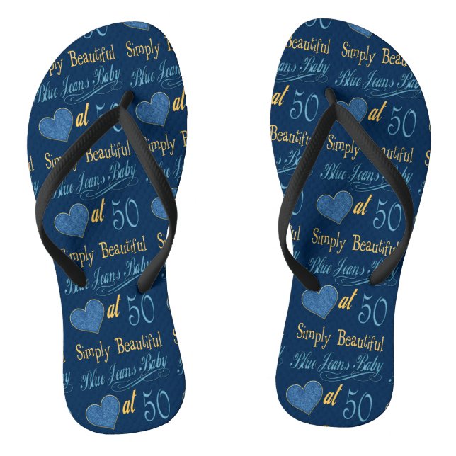 Simply Beautiful 50th Birthday Flip Flops (Footbed)