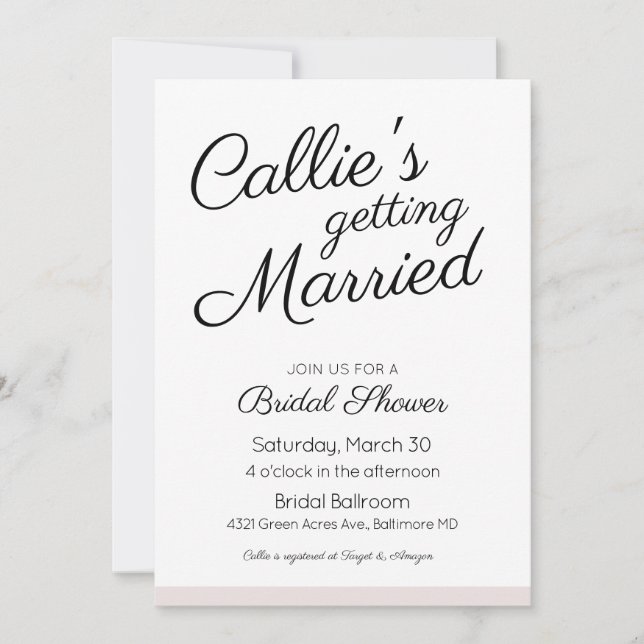Simply Beautiful Bridal Shower Invitation (Front)