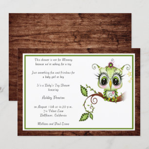 Simply Beautiful Cartoon Owl Baby Shower Invitation
