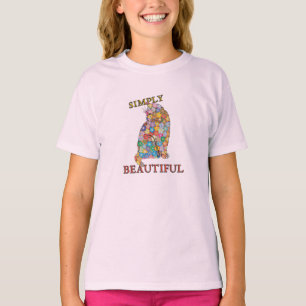Simply Beautiful Colourful Flowers Cat Love T-Shirt