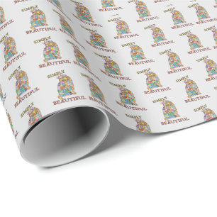 Simply Beautiful Colourful Flowers Cat Love  Wrapping Paper