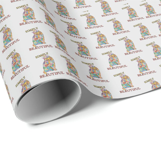 Simply Beautiful Colourful Flowers Cat Love  Wrapping Paper (Roll Corner)