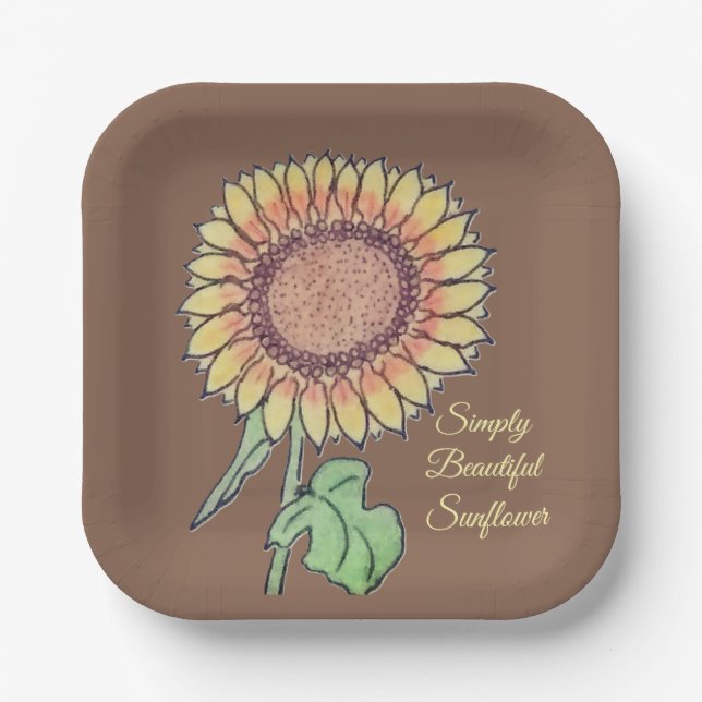 Simply Beautiful Sunflower  Paper Plate (Front)