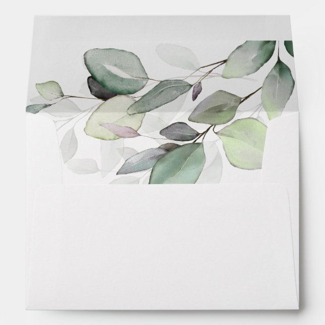 Simply Beautiful Watercolor Foliage with Address Envelope (Back (Bottom))