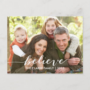 Simply Believe Holiday Photo Postcards   Grey