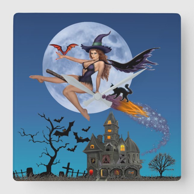 SIMPLY BEWITCH'N SQUARE WALL CLOCK (Front)