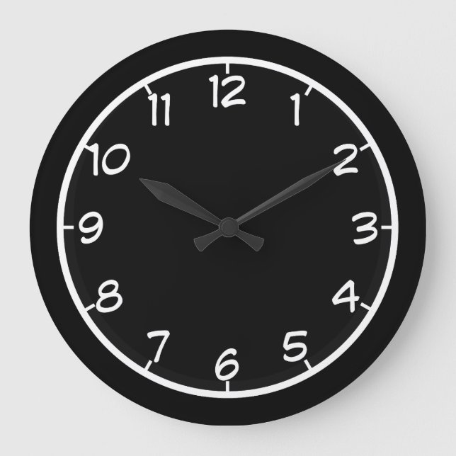 Simply Black And White Large Clock (Front)